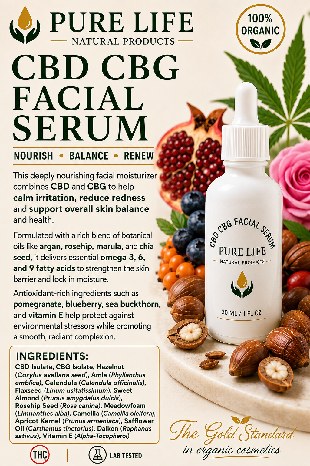 CBD CBG Facial Serum Information
